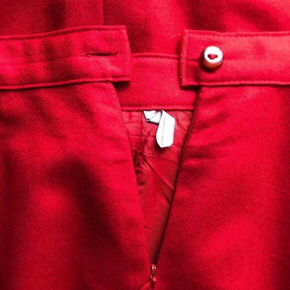 Vintage Principle Red Skirt Pleated Slit Back Knee Length with Belt Loops Sz 10 - Picture 4 of 7